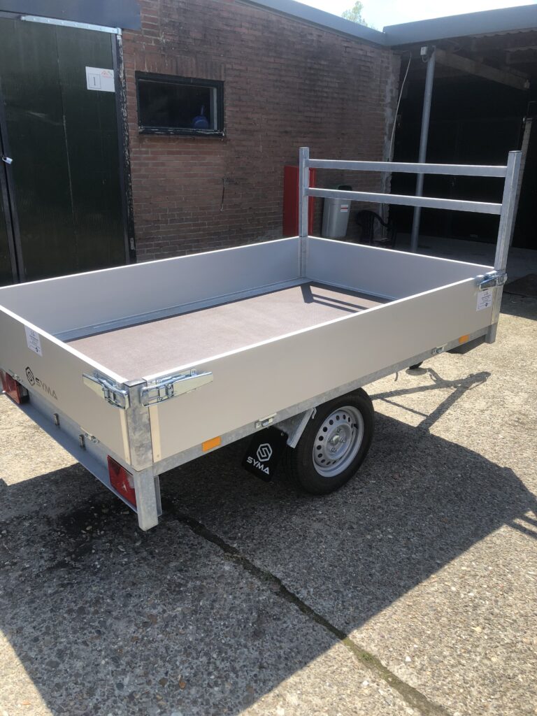 SYMA enkelas plateauwagen ongeremd 750 kg — 2,30 tot 3,10 m